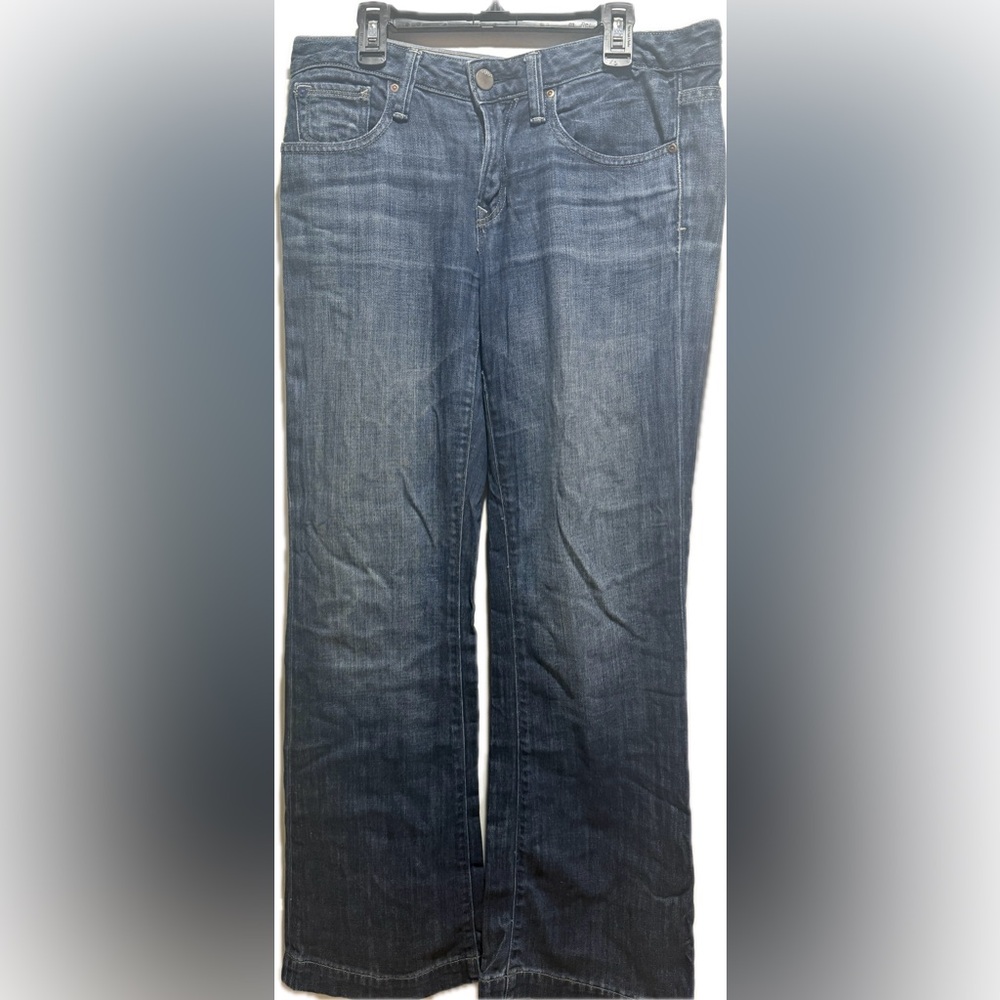 The Gap Long & Lean mid blue stretch denim flare trouser jeans 26 2a